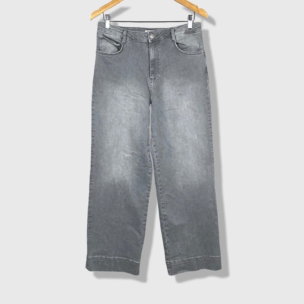 Bagatelle Wide Leg Jeans‎ Womens 8 Gray High Rise Acid Wash Casual Denim